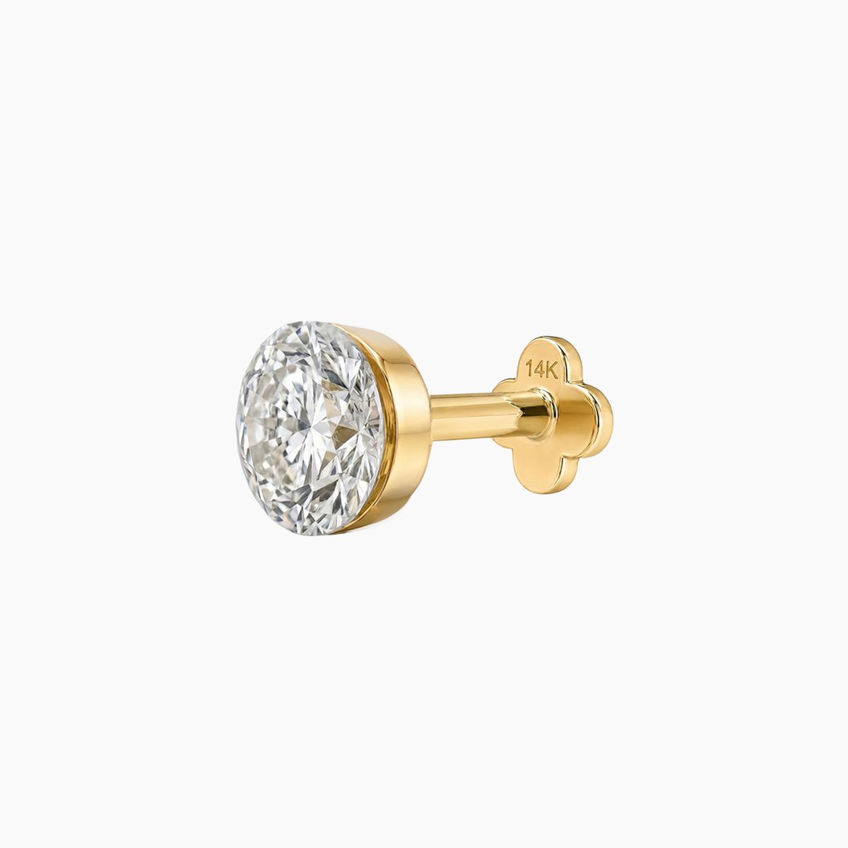 AERÉ™ 14K Solid Gold Round Flat Back Stud & Solid Gold Post - Photo 6 | AUNYRA