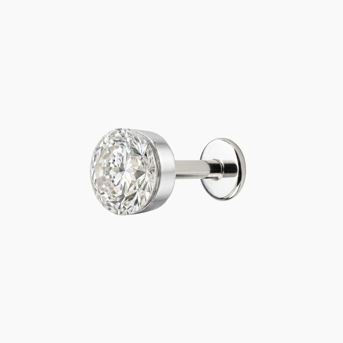 AERÉ™ 14K White Gold Round Flat Back Stud & Titanium Post - Photo 6 | AUNYRA