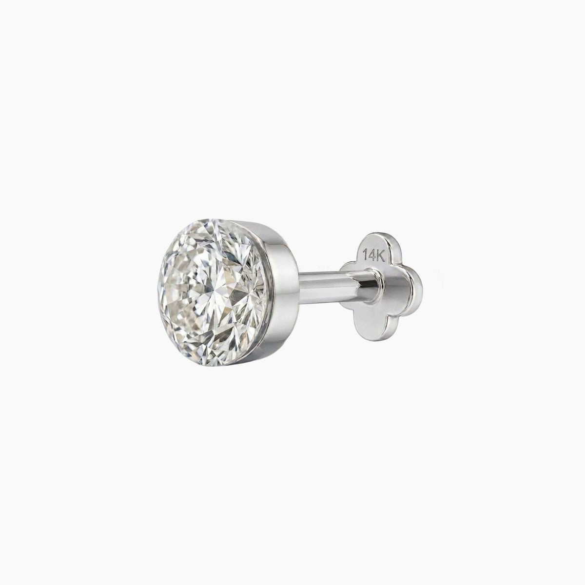 AERÉ™ 14K White Gold Round Flat Back Stud & Solid Gold Post - Photo 7 | AUNYRA