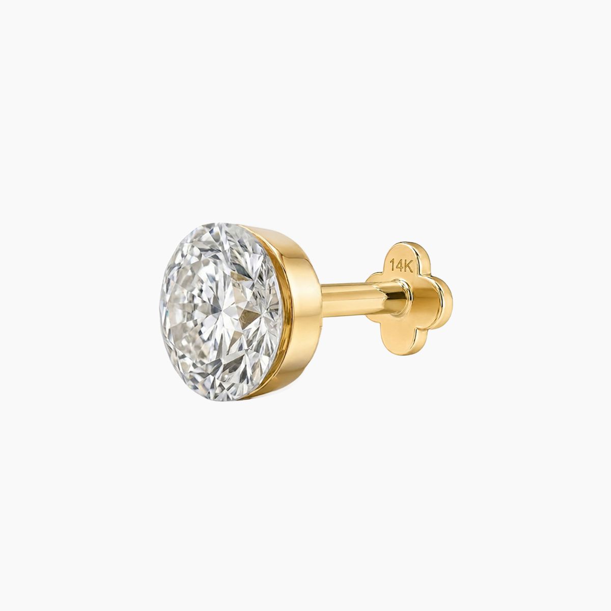 AERÉ™ 14K Solid Gold Round Flat Back Stud & Solid Gold Post - Photo 7 | AUNYRA