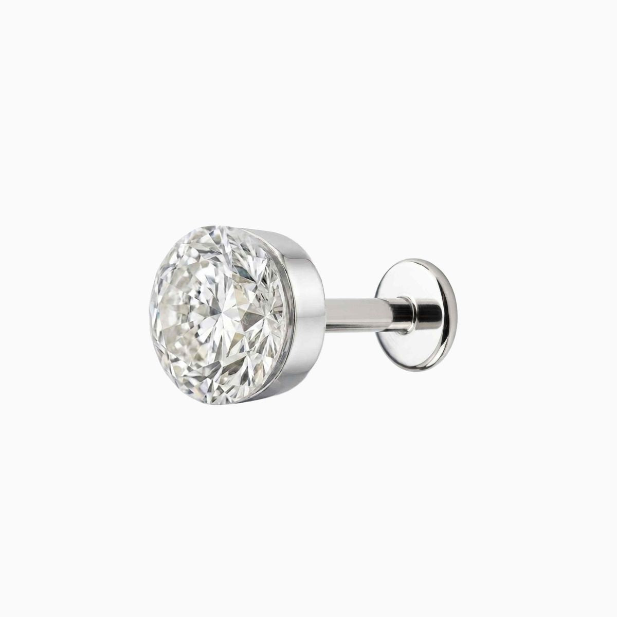 AERÉ™ 14K White Gold Round Flat Back Stud & Titanium Post - Photo 7 | AUNYRA