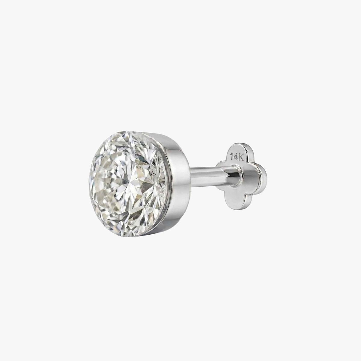 AERÉ™ 14K White Gold Round Flat Back Stud & Solid Gold Post - Photo 8 | AUNYRA