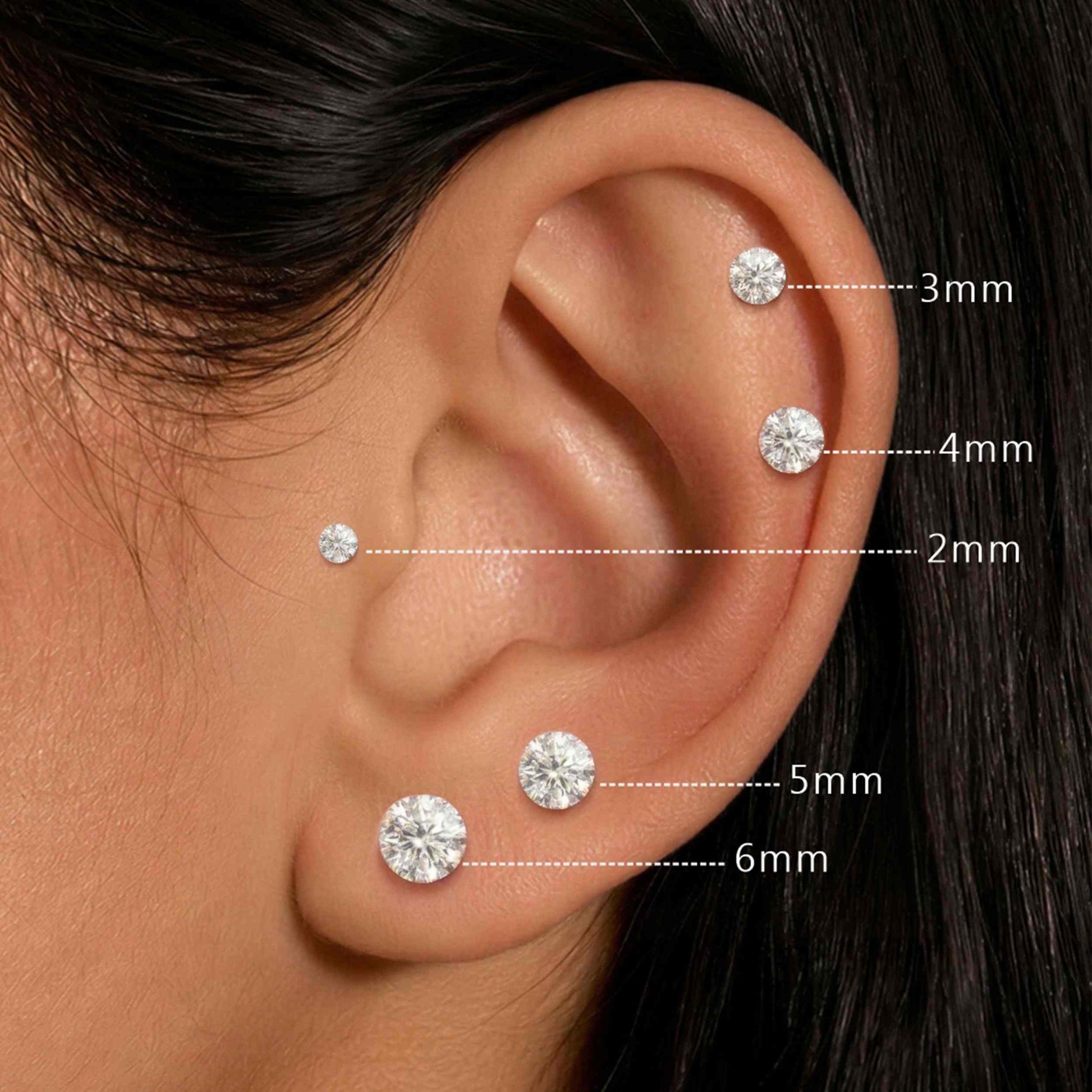 AERÉ™ 14K White Gold Round Flat Back Stud & Titanium Post - Photo 2 | AUNYRA