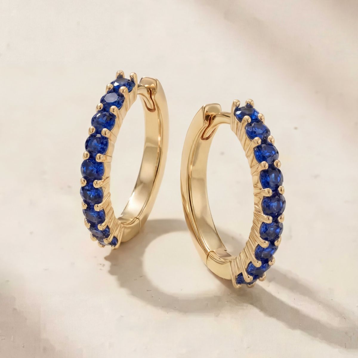 Aunyra- 14K Yellow Gold September Sapphire Birthstone Clicker Hoop