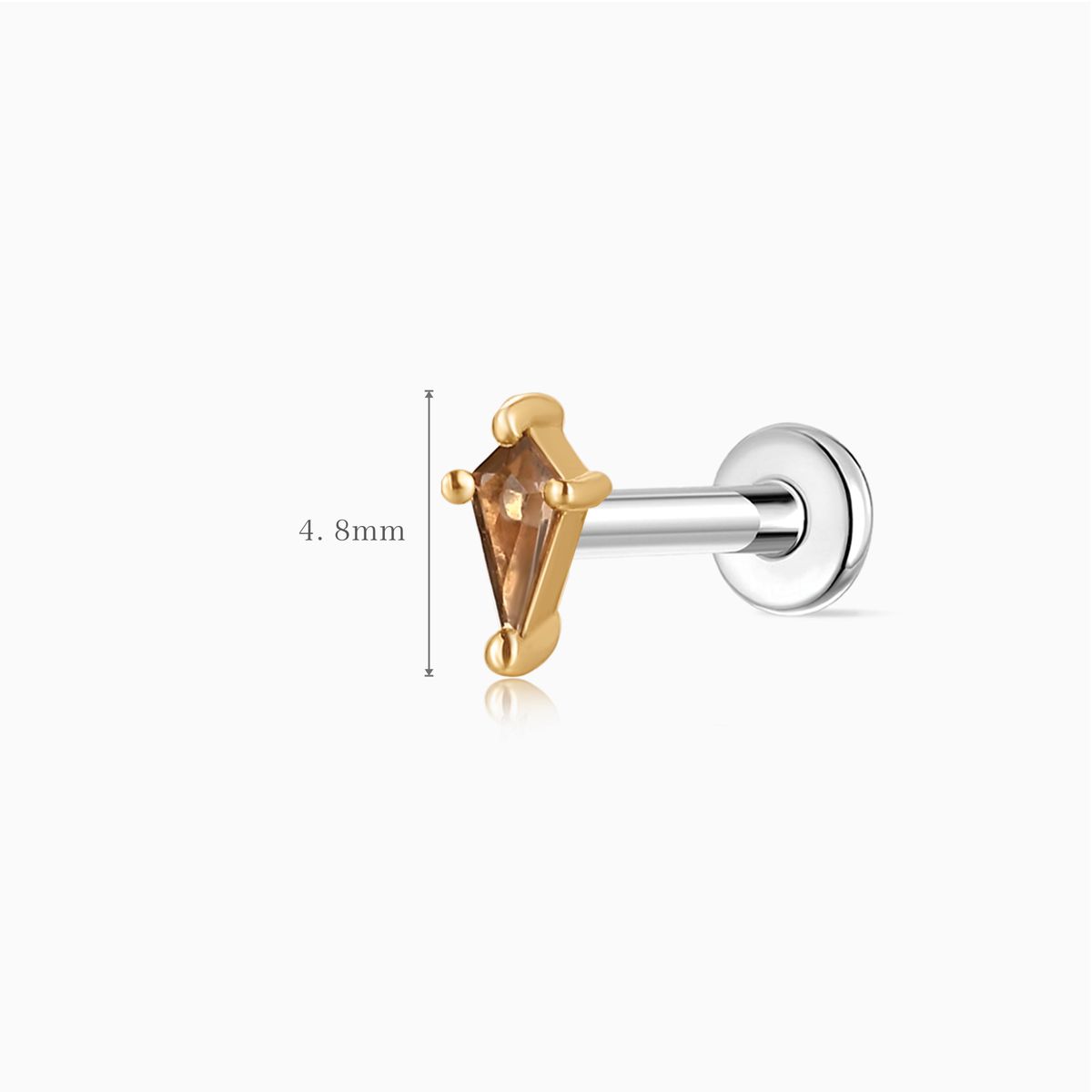 Aunyra- 14K Solid Yellow Gold Tapered Smoky Quartz Piercing & Titanium Post