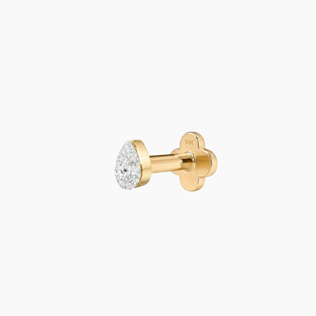AERÉ™ 14K Solid Gold Pear Flat Back Stud & Solid Gold Post - Photo 4 | AUNYRA