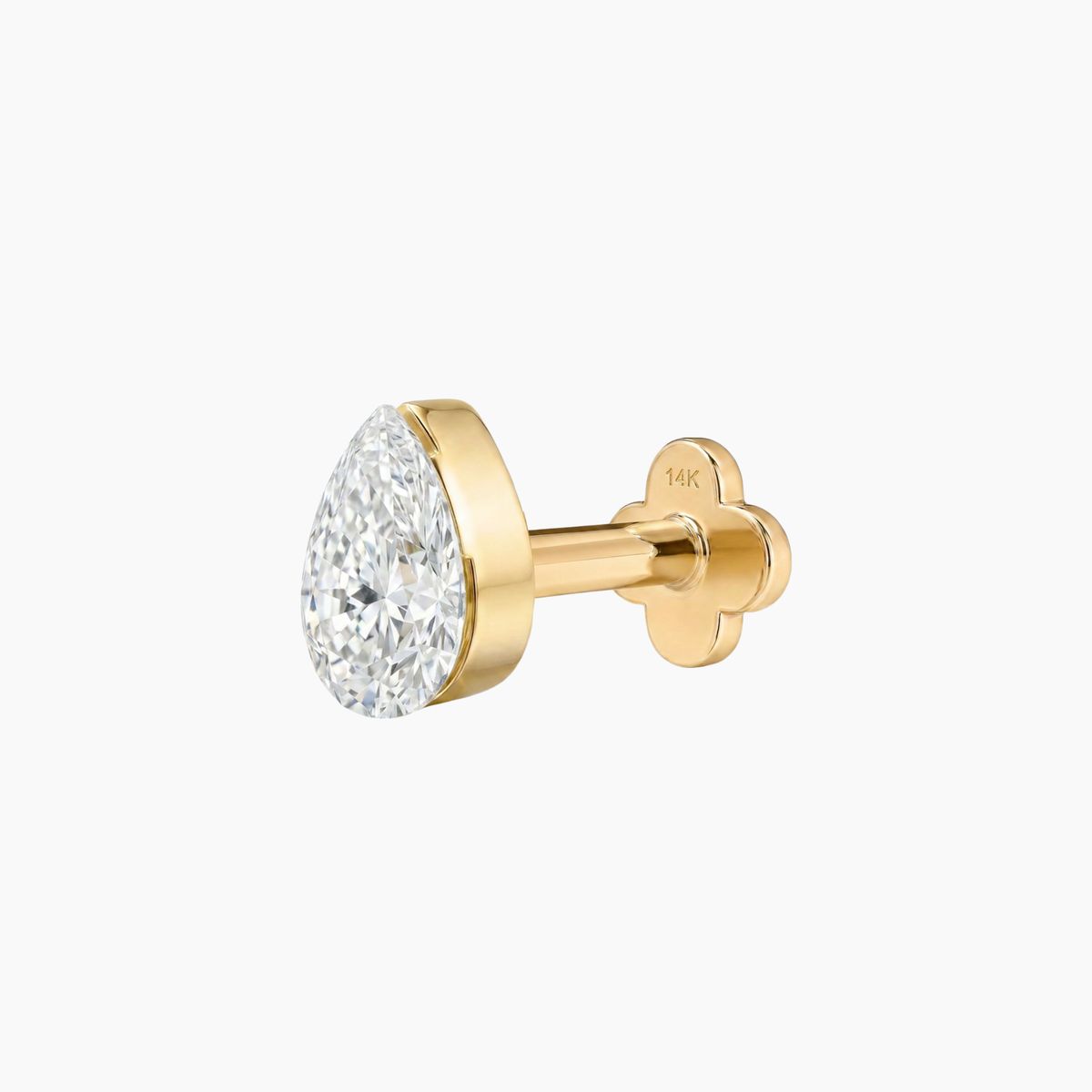 AERÉ™ 14K Solid Gold Pear Flat Back Stud & Solid Gold Post | AUNYRA