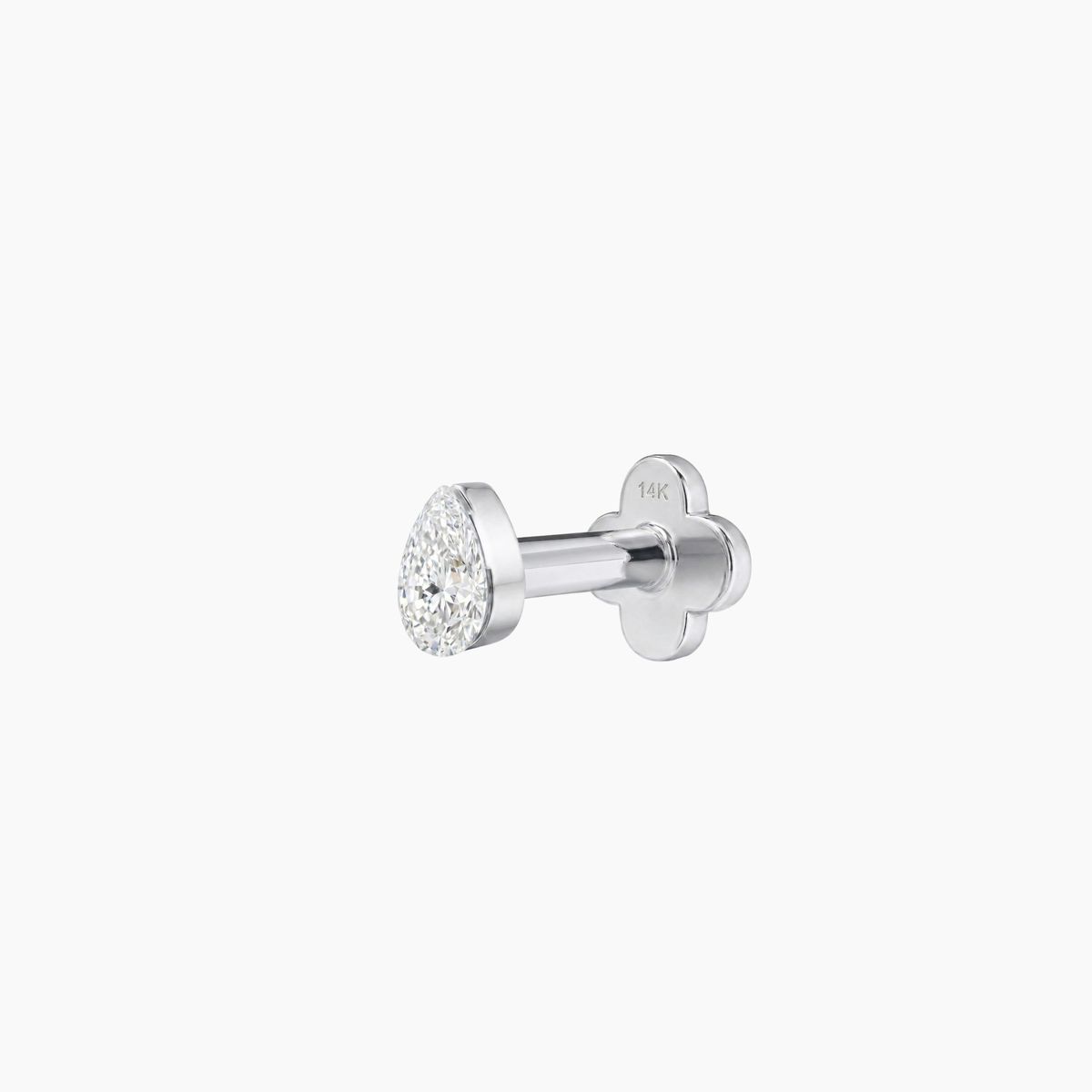 AERÉ™ 14K White Gold Pear Flat Back Stud & Solid Gold Post - Photo 4 | AUNYRA