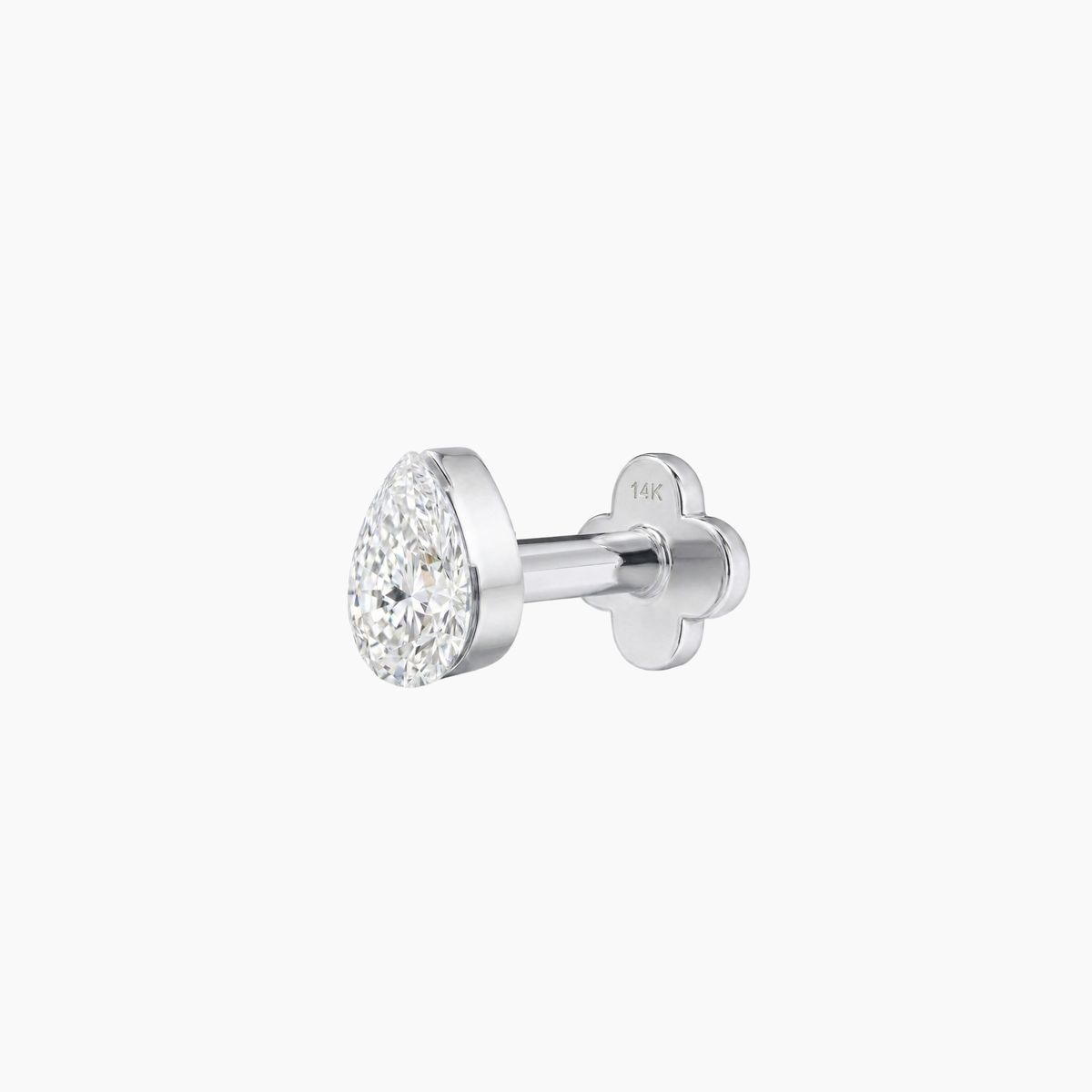 AERÉ™ 14K White Gold Pear Flat Back Stud & Solid Gold Post - Photo 6 | AUNYRA