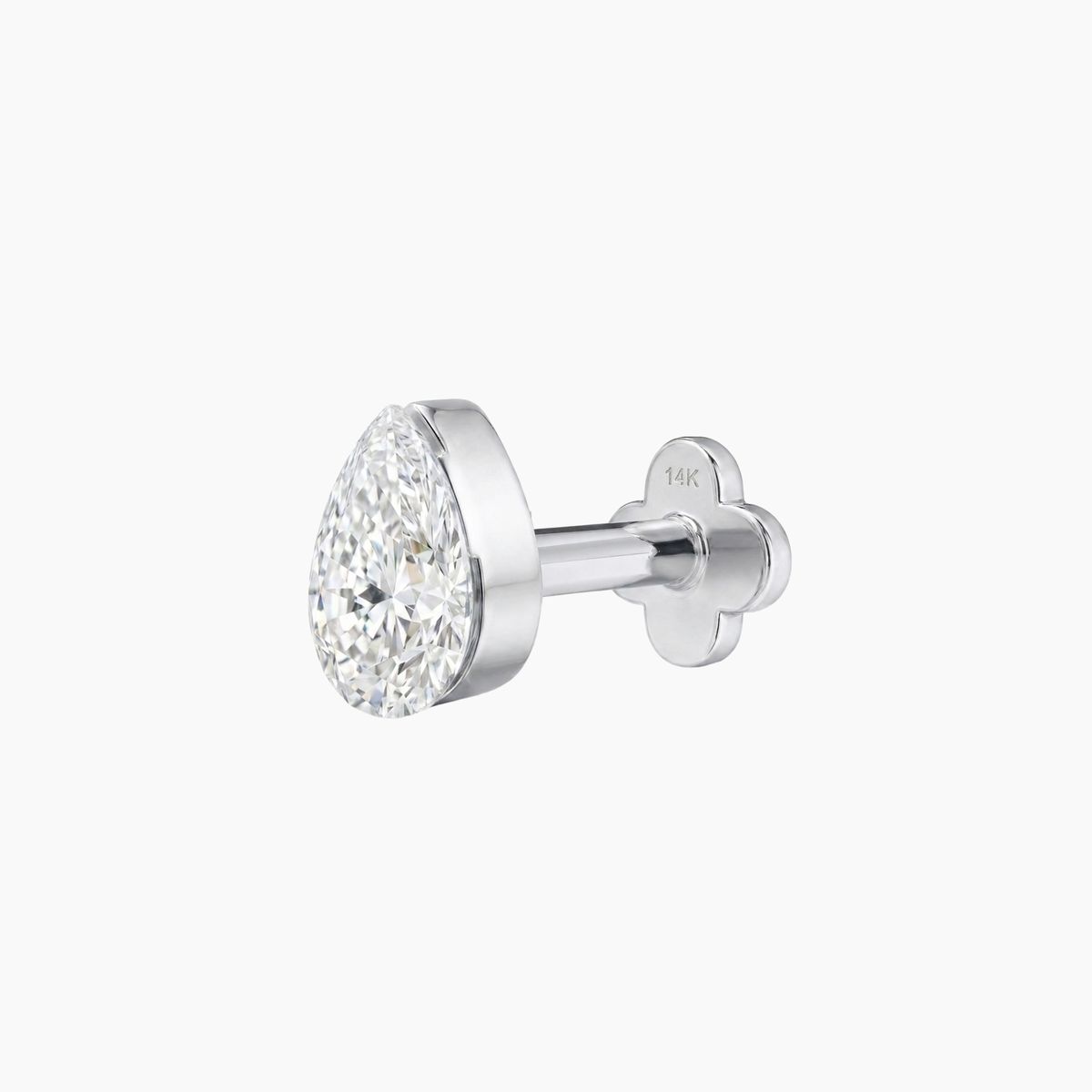 AERÉ™ 14K White Gold Pear Flat Back Stud & Solid Gold Post | AUNYRA