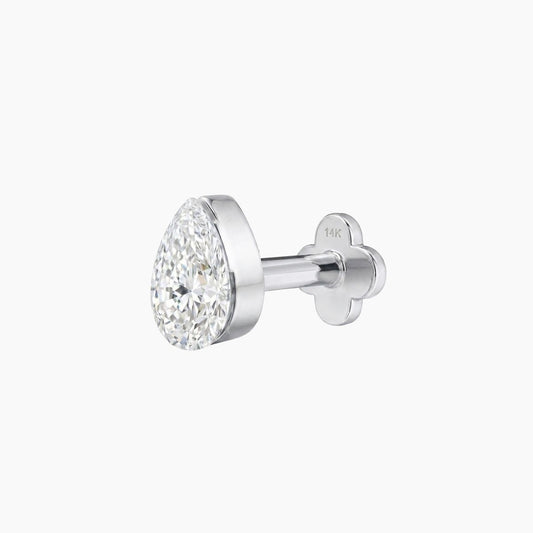 AERÉ™ 14K White Gold Pear Flat Back Stud & Solid Gold Post | AUNYRA