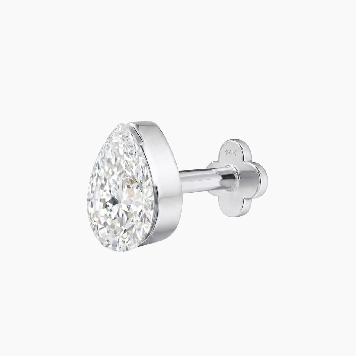 AERÉ™ 14K White Gold Pear Flat Back Stud & Solid Gold Post - Photo 7 | AUNYRA