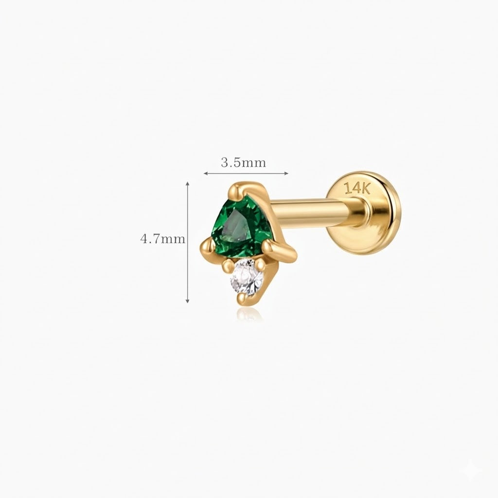 Aunyra- 14K Solid Yellow Gold Tsavorite Flat Back Stud & Solid Gold Post