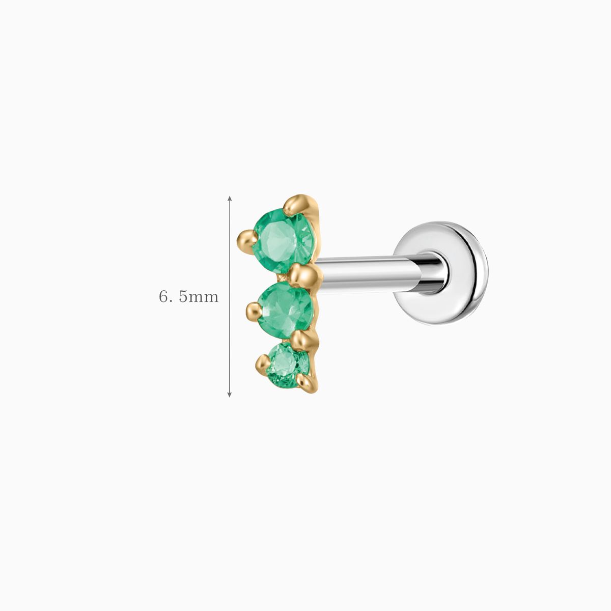 Aunyra- 14K Solid Yellow Gold Tsavorite Trio Flat Back Stud & Titanium Post