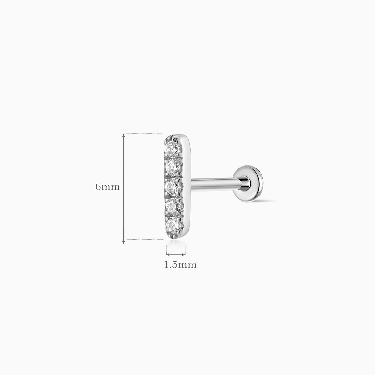 14K Solid White Gold Vertical Pavé Stud & Titanium Post