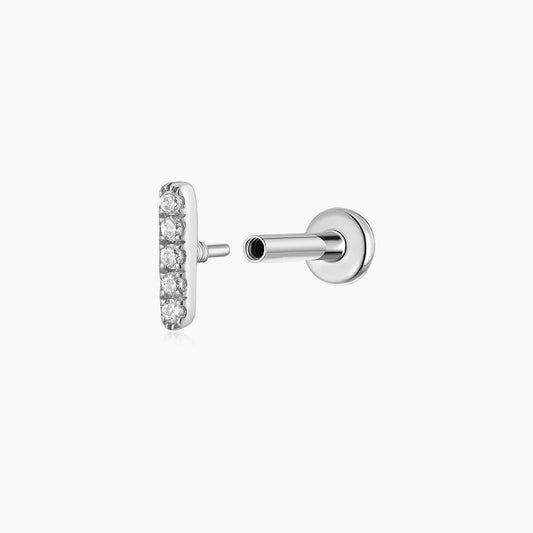 14K Solid White Gold Vertical Pavé Stud & Titanium Post