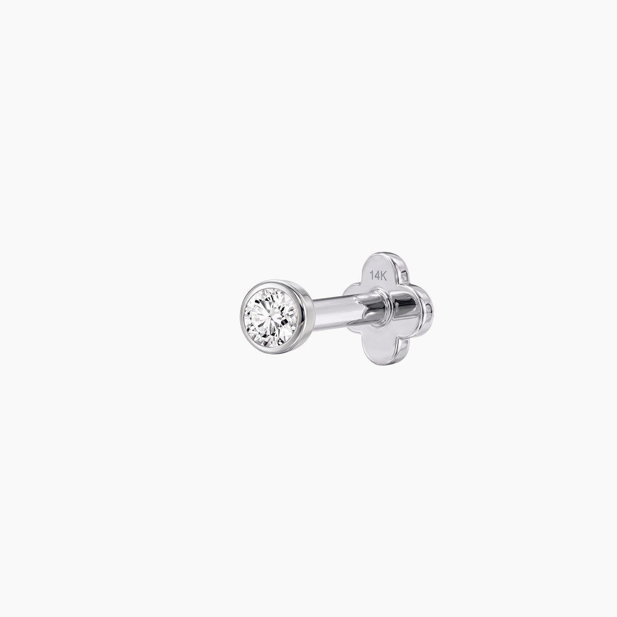 Bezel Stud Flatback 14K Solid White Gold Solid Gold Post 1.5mm