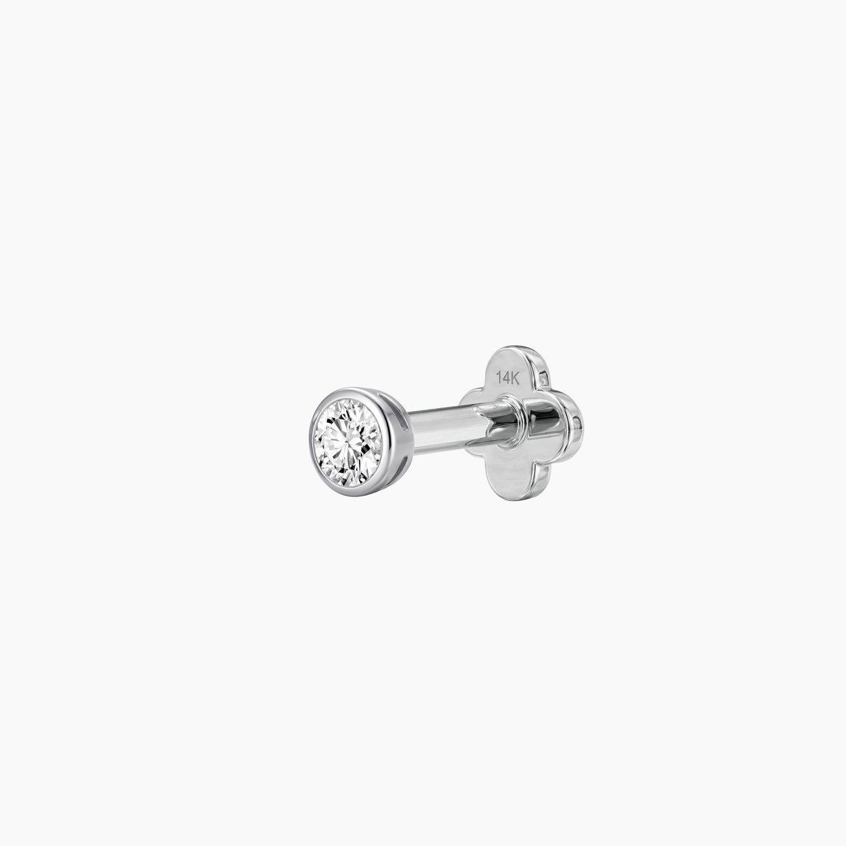 Bezel Stud Flatback 14K Solid White Gold Solid Gold Post 2mm