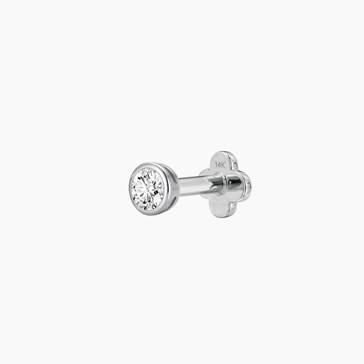 Bezel Stud Flatback 14K Solid White Gold Solid Gold Post 3mm
