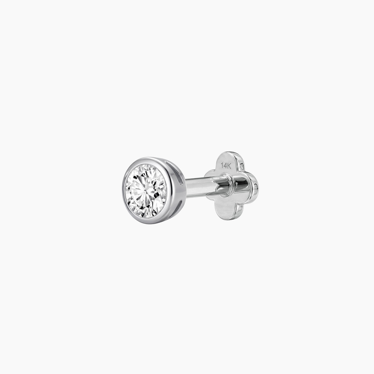 Bezel Stud Flatback 14K Solid White Gold Solid Gold Post 5mm