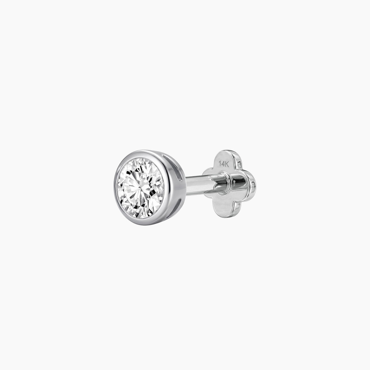Bezel Stud Flatback 14K Solid White Gold Solid Gold Post 6mm