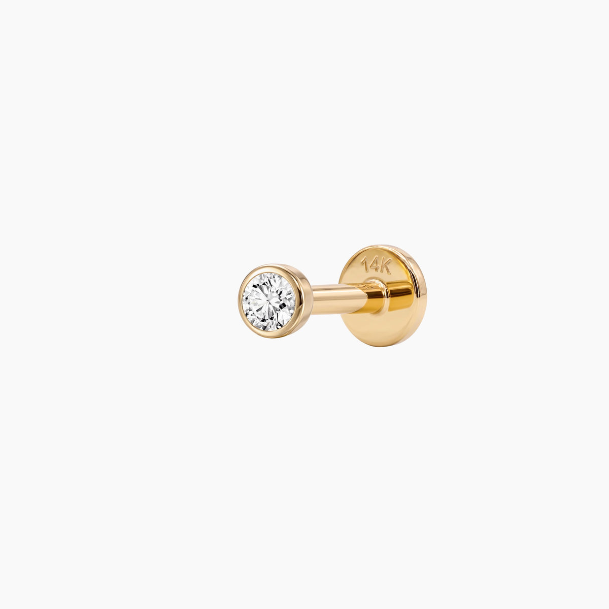 Bezel Stud Flatback 14K Solid Yellow Gold Solid Gold Post 1.5mm