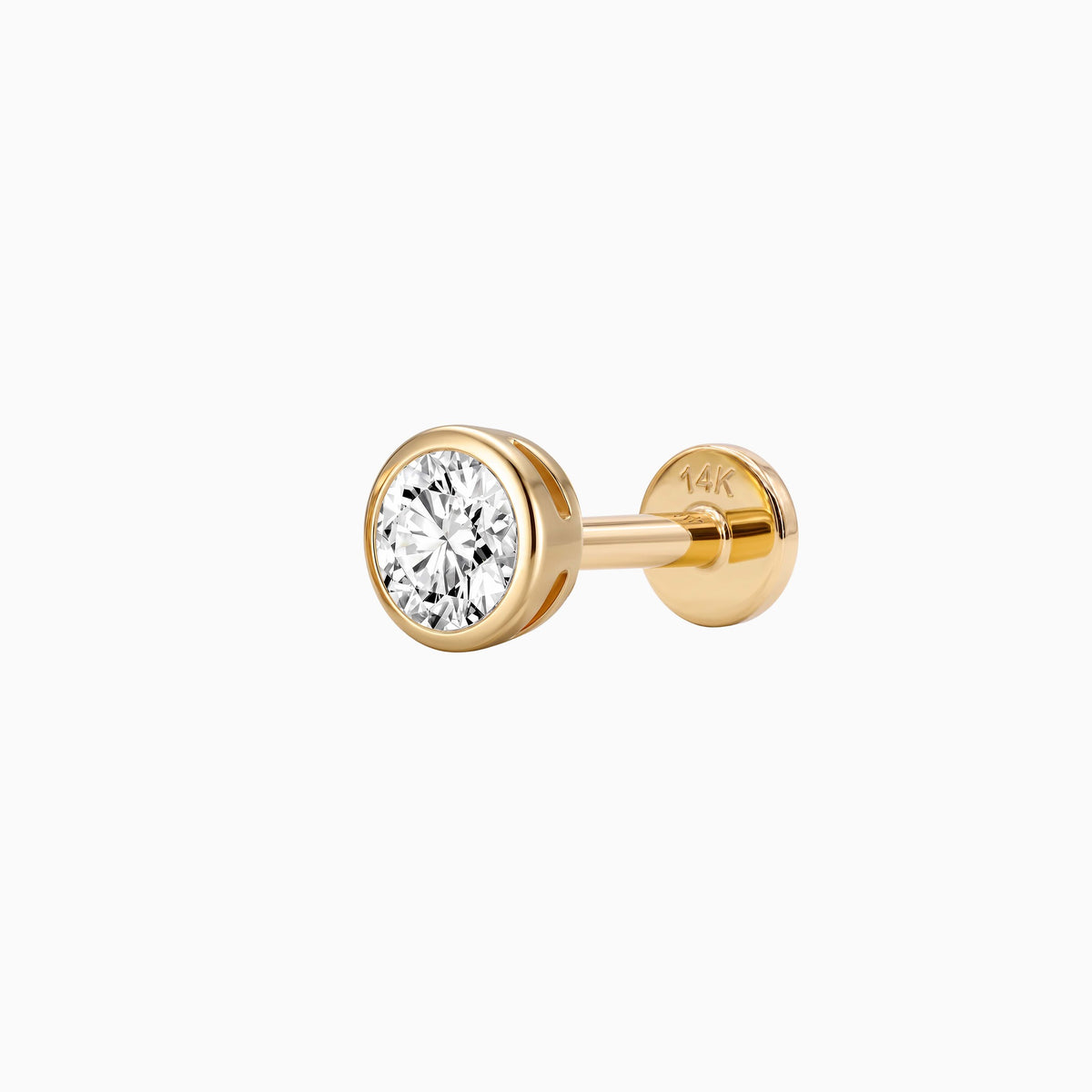 Bezel Stud Flatback 14K Solid Yellow Gold Solid Gold Post 6mm