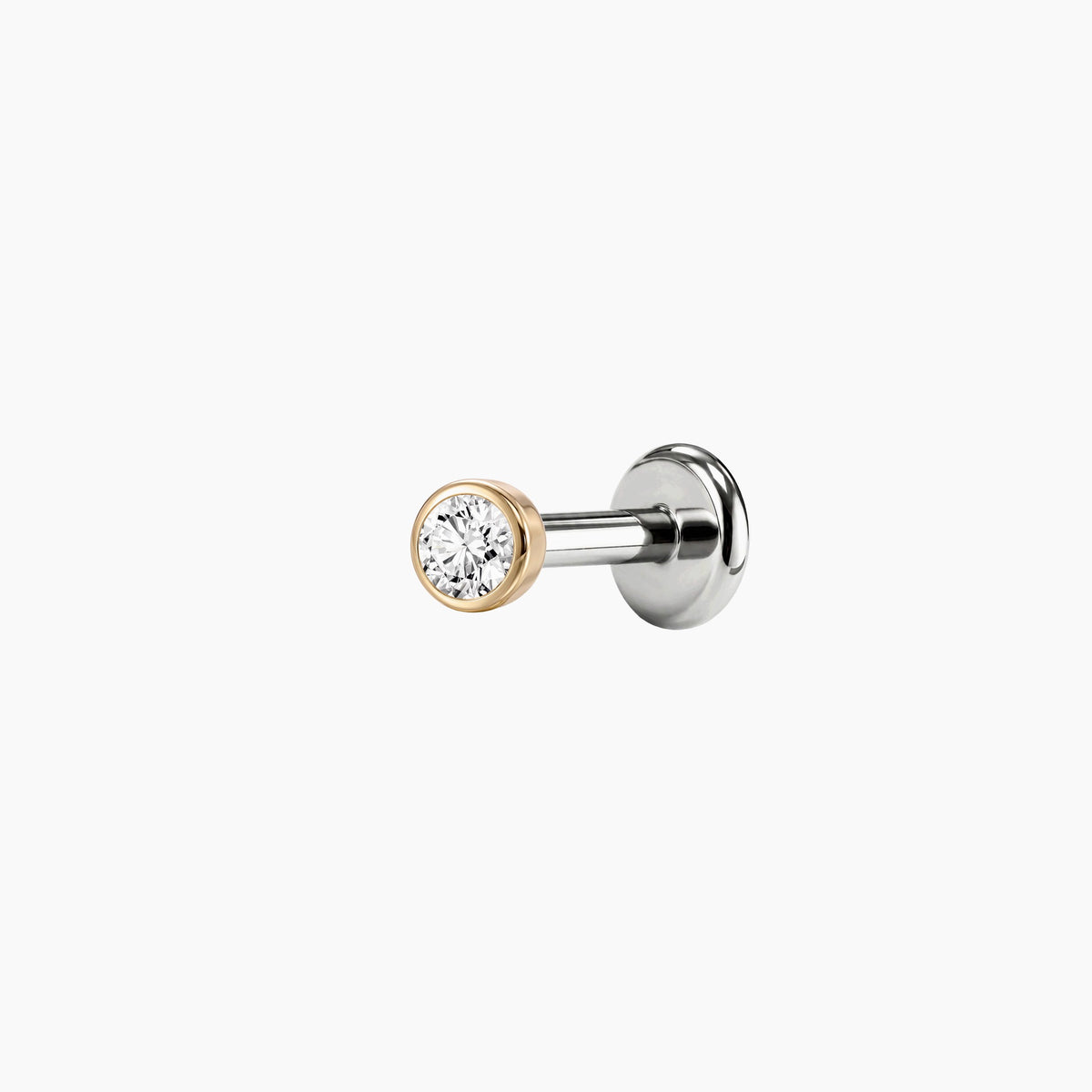 Bezel Stud Flatback 14K Solid Yellow Gold Titanium Post 1.5mm