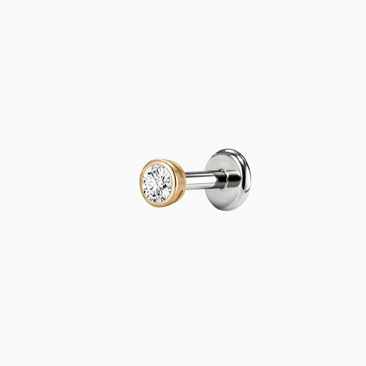 Bezel Stud Flatback 14K Solid Yellow Gold Titanium Post 2mm