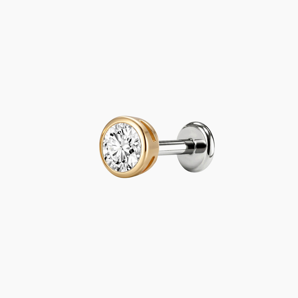 Bezel Stud Flatback 14K Solid Yellow Gold Titanium Post 6mm
