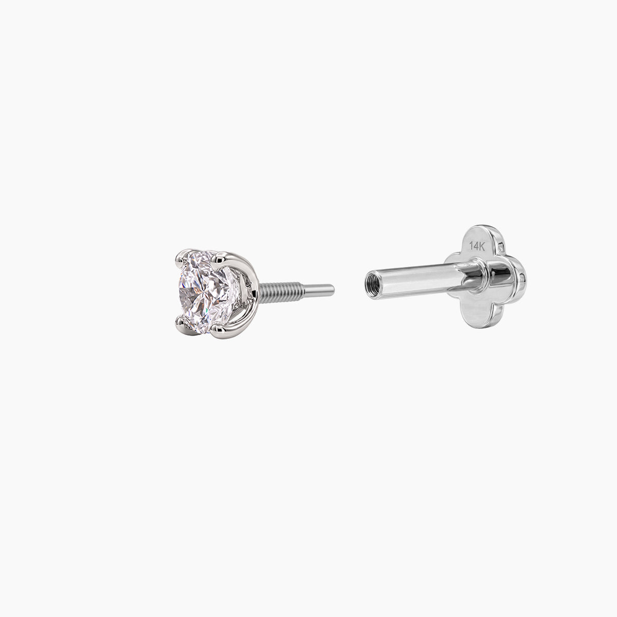 Classic 4-Prong Setting White Gold Solid Gold Post Lab Diamond Open