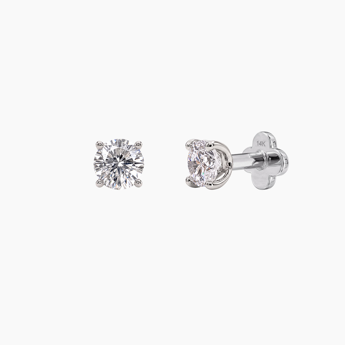Classic 4-Prong Setting White Gold Solid Gold Post Lab Diamond Pair