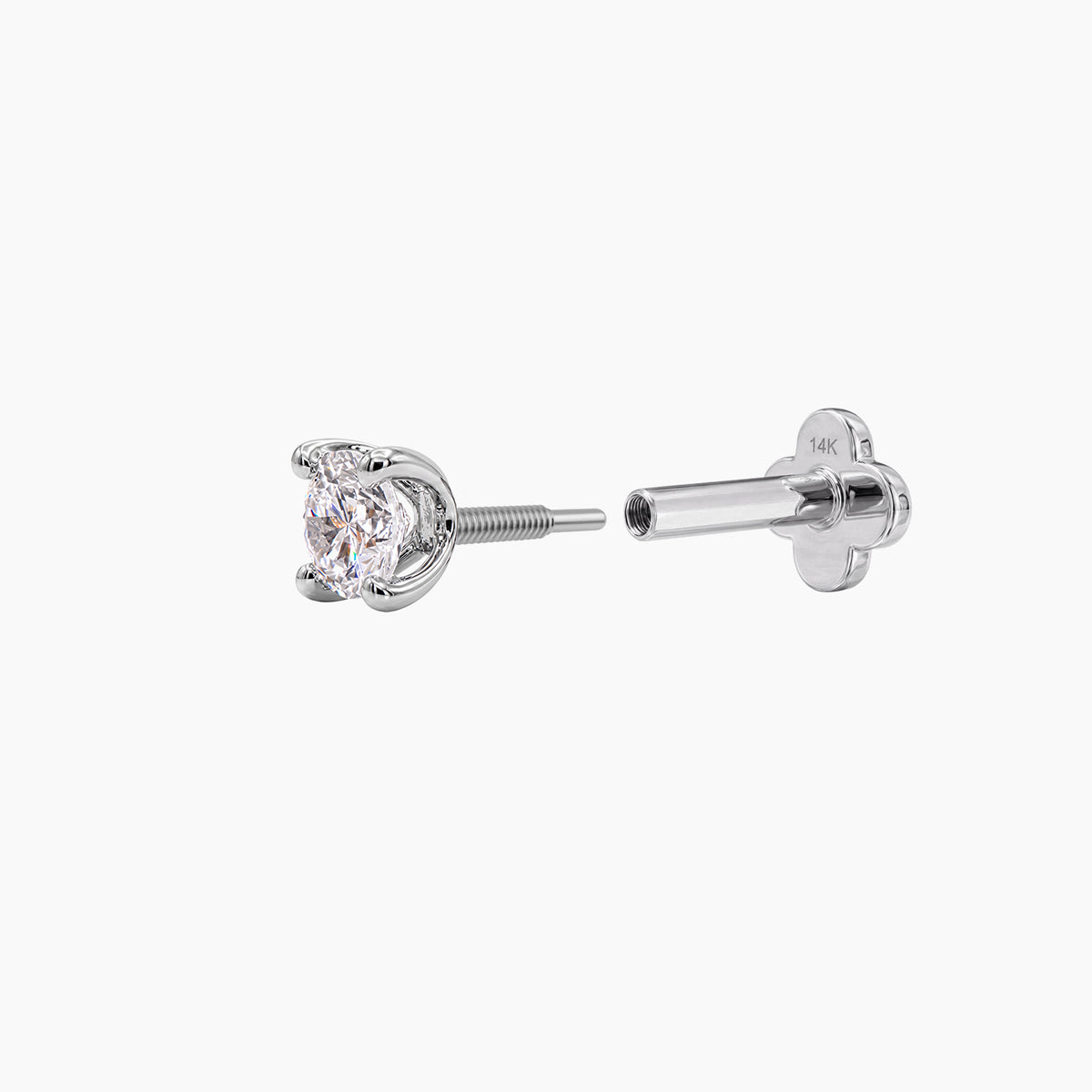 Classic 4-Prong Setting White Gold Solid Gold Post Moissanite Open