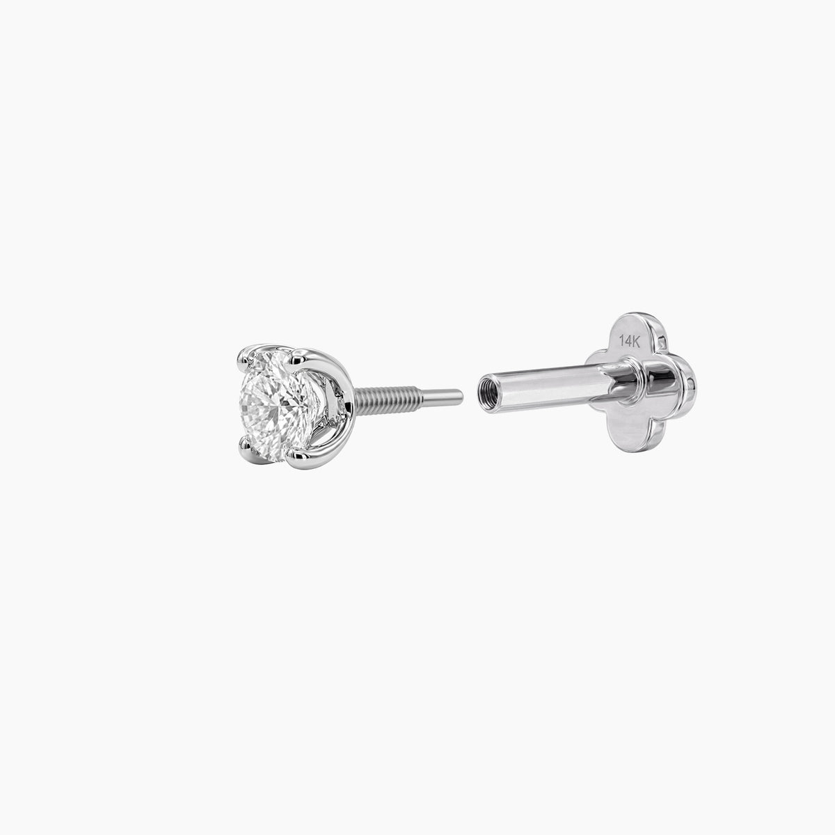 Classic 4-Prong Setting White Gold Solid Gold Post Natural White Sapphire Open