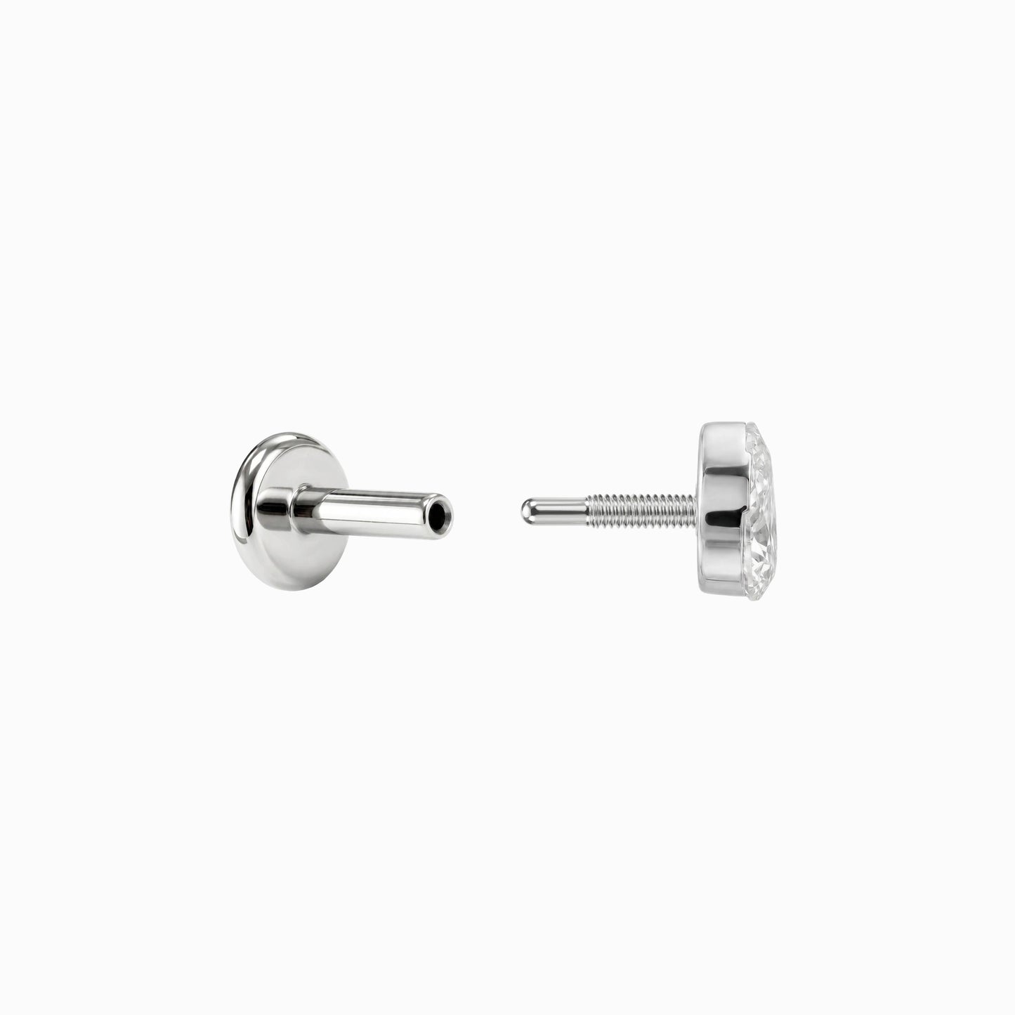 AERÉ™ 14K White Gold Marquise Cluster Flat Back Stud & Titanium Post