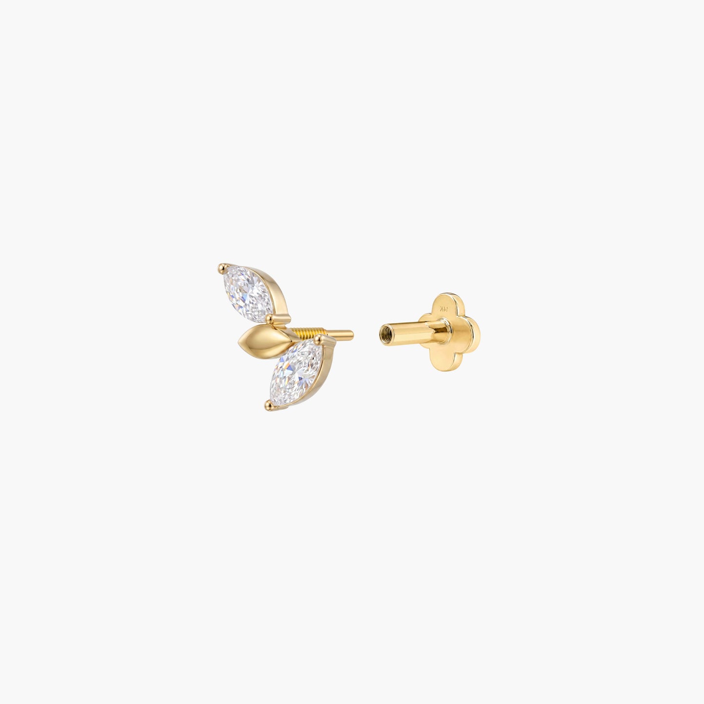 ECLORA Marquise Leaf Cluster - Solid Gold Solid Gold Post - view 4