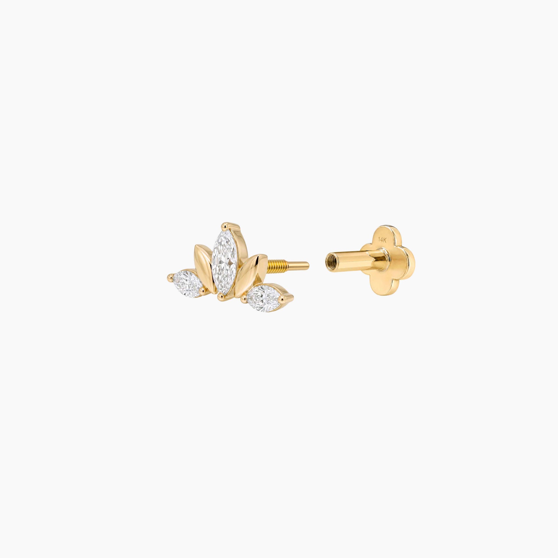 ECLORA Marquise & Round Crown - Solid Gold Solid Gold Post - view 2