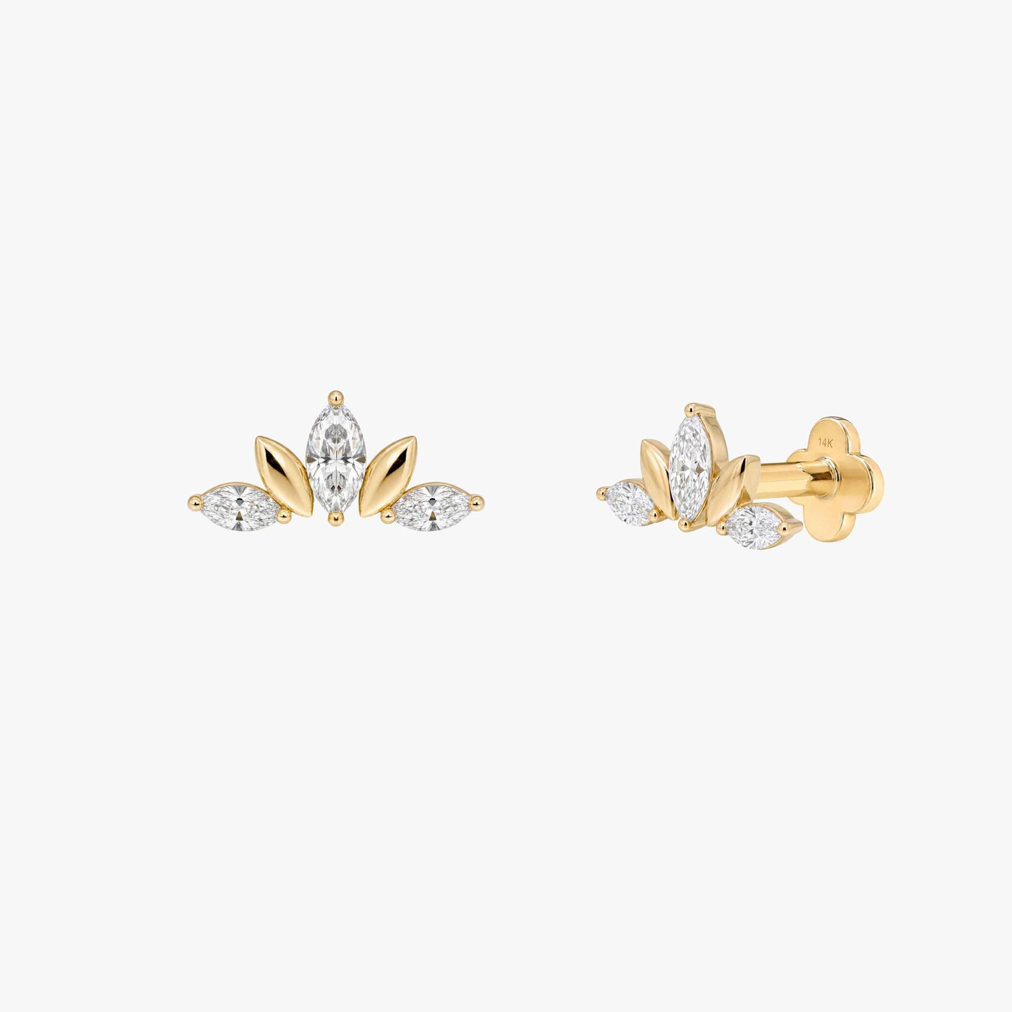 ECLORA Marquise & Round Crown - Solid Gold Solid Gold Post - view 1