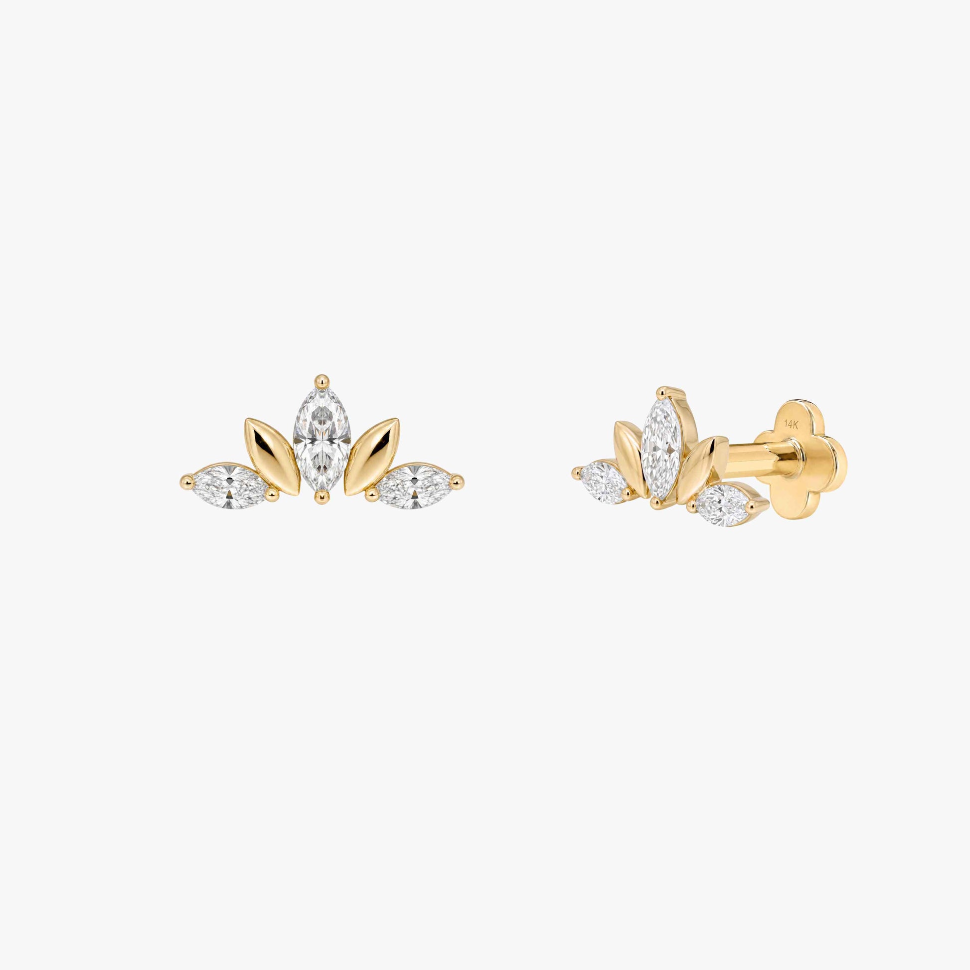 ECLORA Marquise & Round Crown - Solid Gold Solid Gold Post - view 1