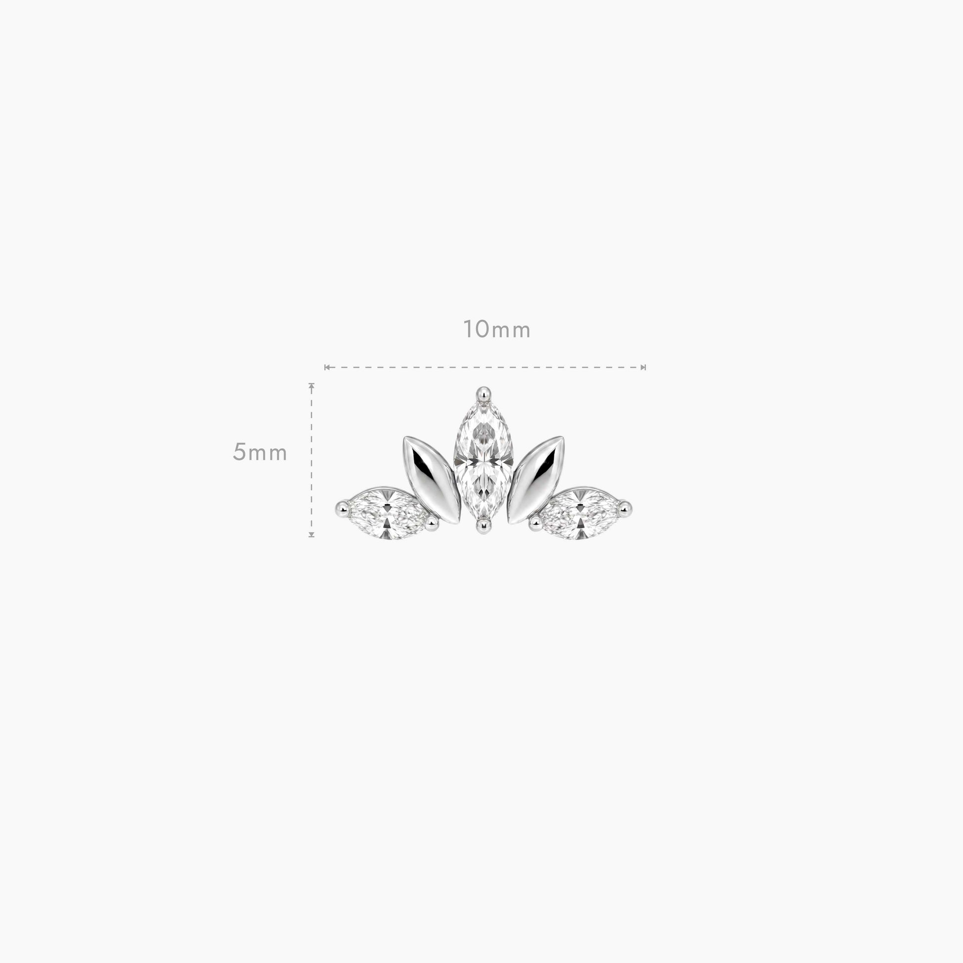 ECLORA Marquise & Round Crown - White Gold Solid Gold Post - view 3