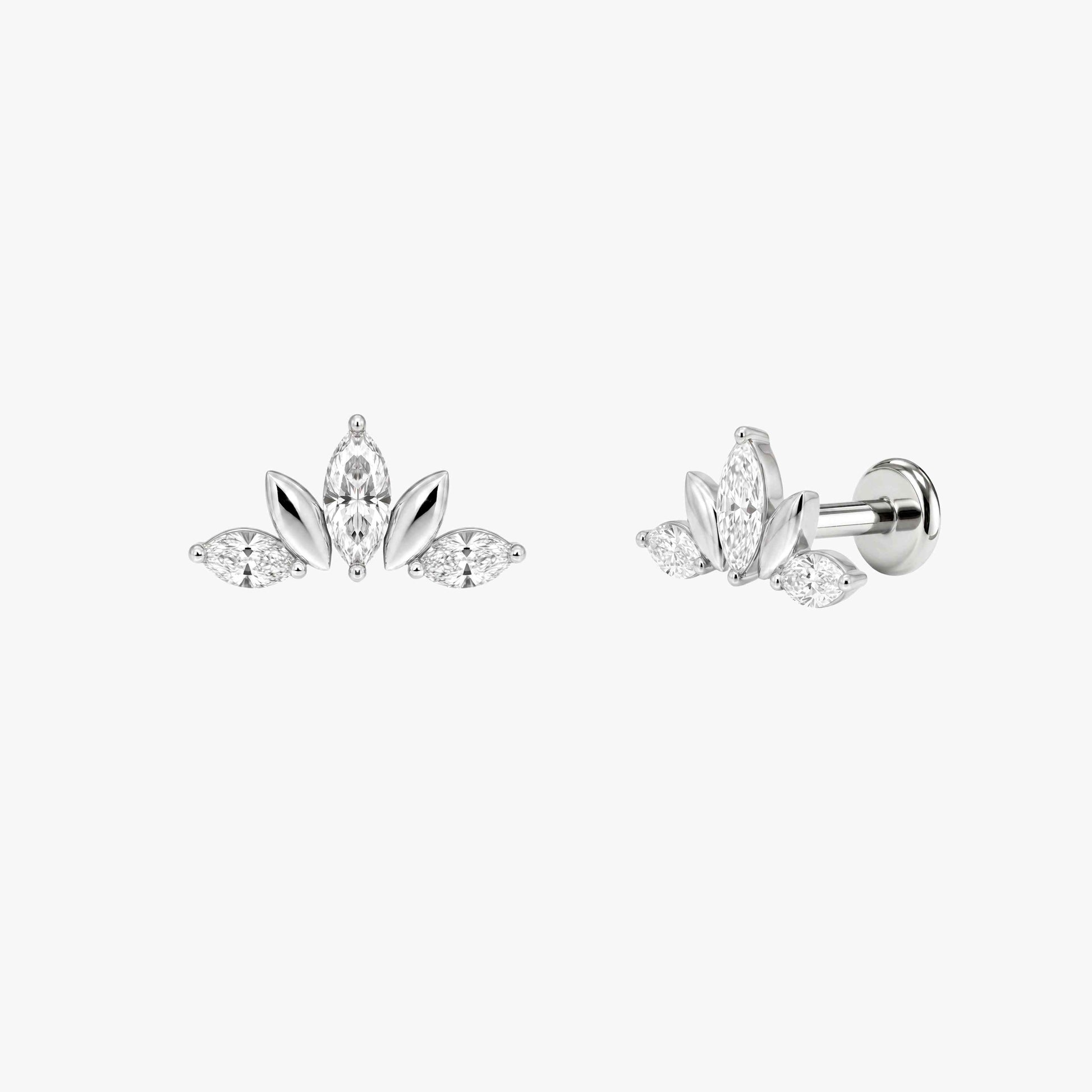 ECLORA Marquise & Round Crown - White Gold Titanium Post - view 1