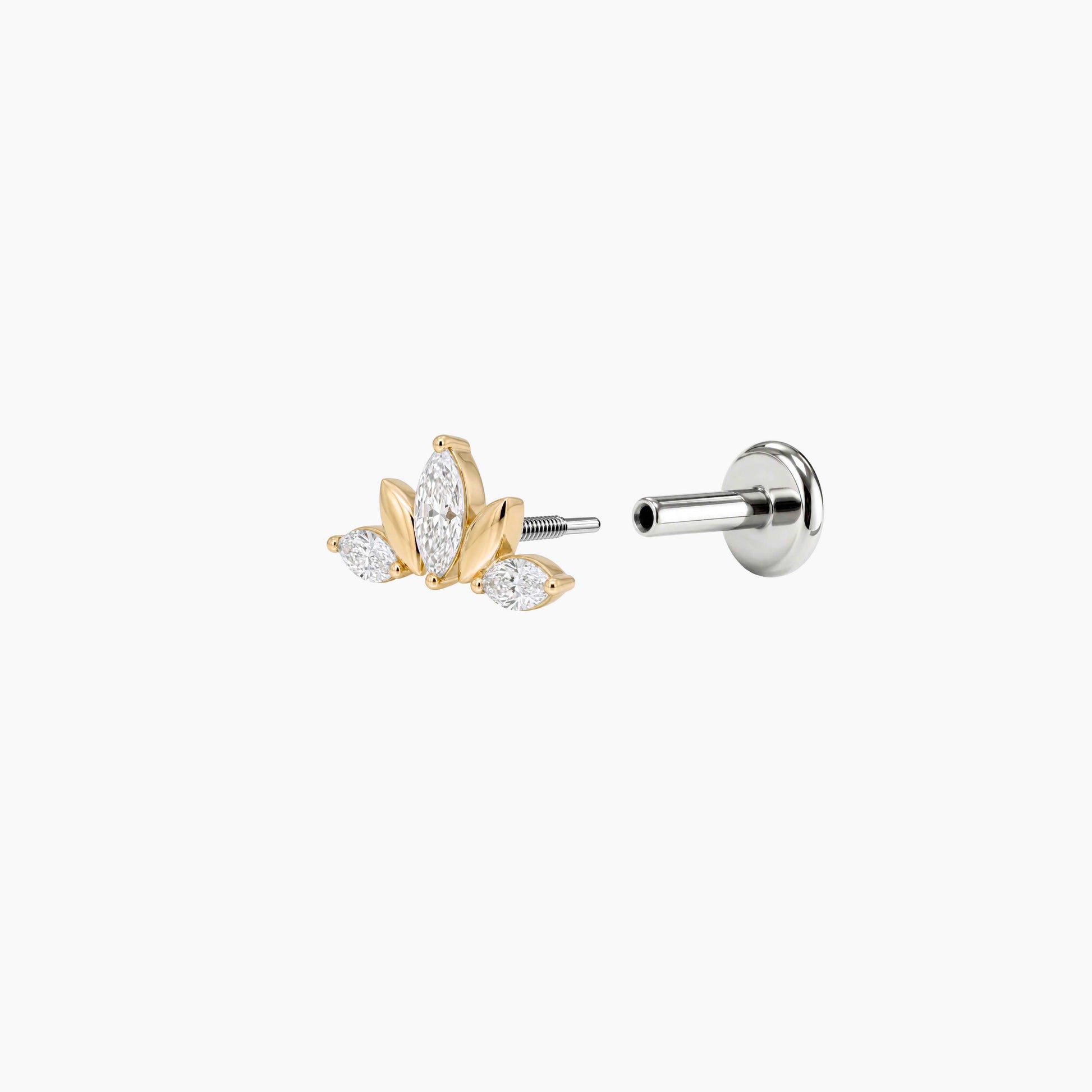 ECLORA Marquise & Round Crown - Solid Gold Titanium Post - view 2