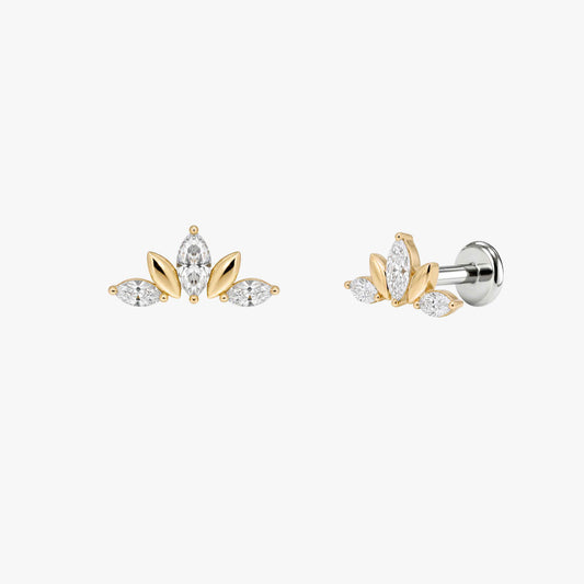 ECLORA Marquise & Round Crown - Solid Gold Titanium Post - view 1