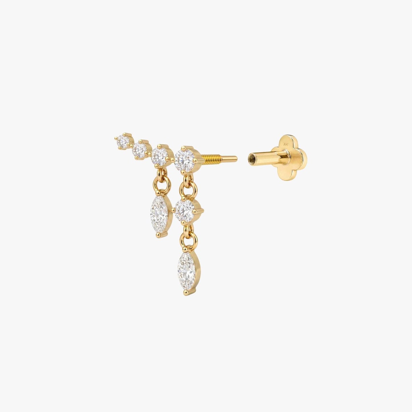 ECLORA Marquise Tassel Double-Drop - Solid Gold Solid Gold Post - view 4