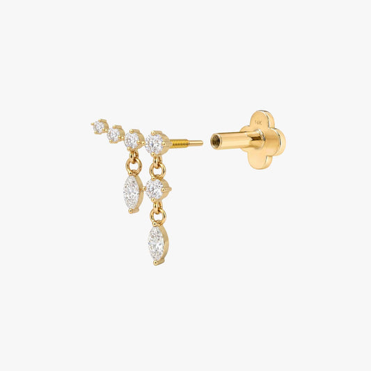 ECLORA Marquise Tassel Double-Drop - Solid Gold Solid Gold Post - view 2