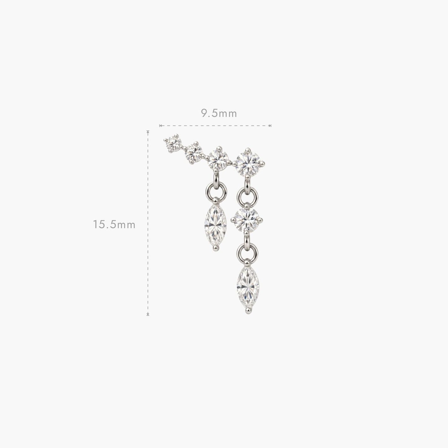 ECLORA Marquise Tassel Double-Drop - White Gold Solid Gold Post - view 5