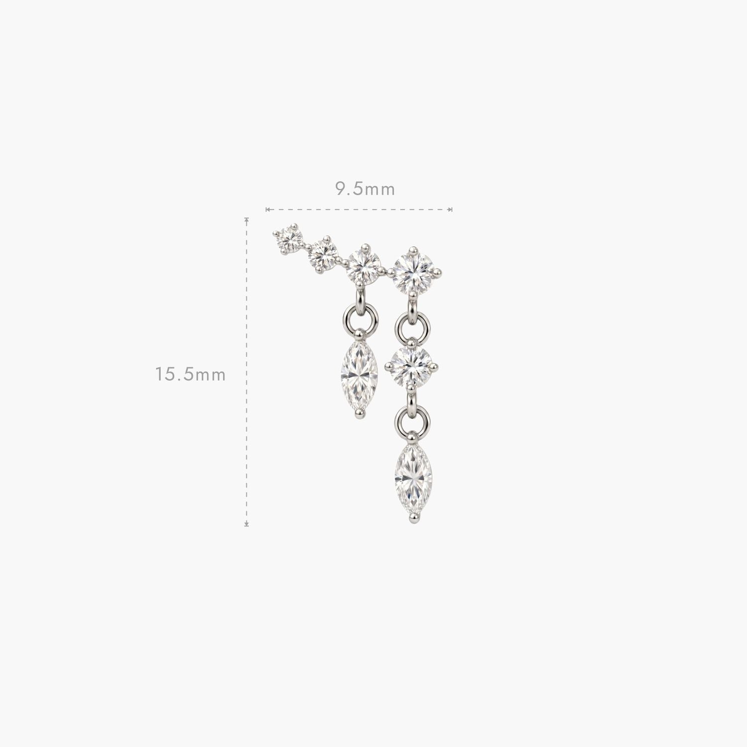 ECLORA Marquise Tassel Double-Drop - White Gold Solid Gold Post - view 5