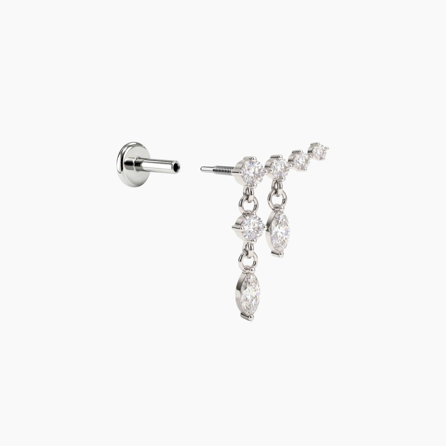 ECLORA Marquise Tassel Double-Drop - White Gold Titanium Post - view 2