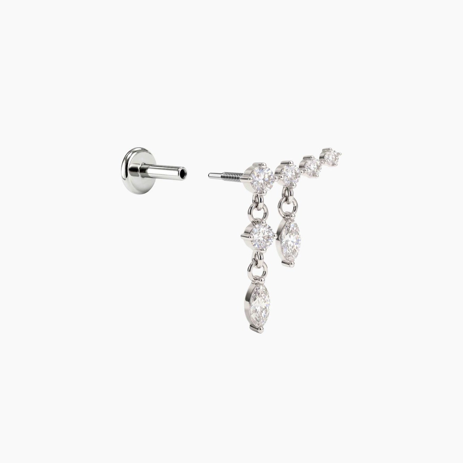 ECLORA Marquise Tassel Double-Drop - White Gold Titanium Post - view 2