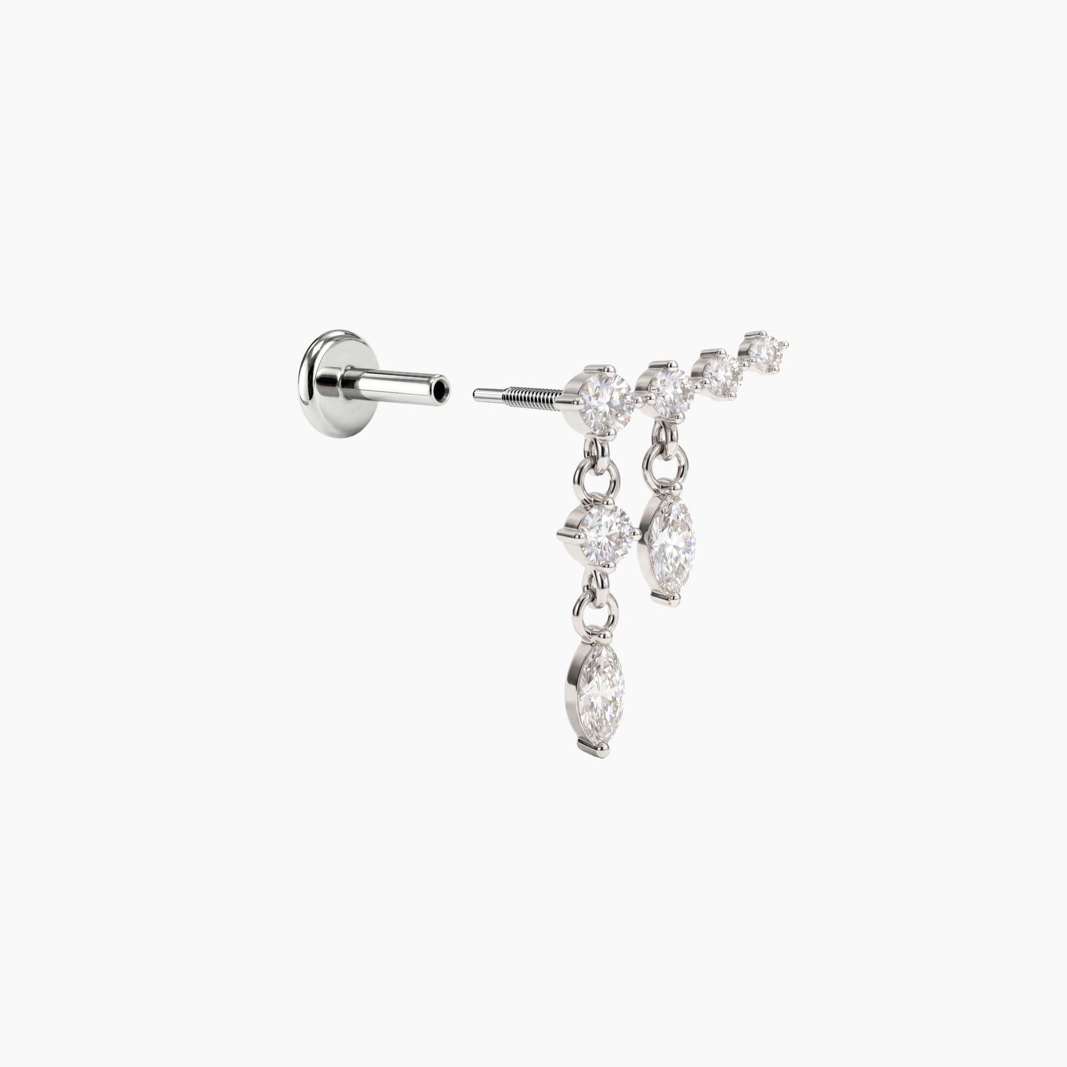 ECLORA Marquise Tassel Double-Drop - White Gold Titanium Post - view 1